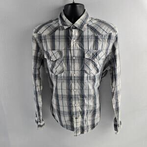 VTG American Eagle vintage fit long sleeve button down shirt pearl snap plaid L‎